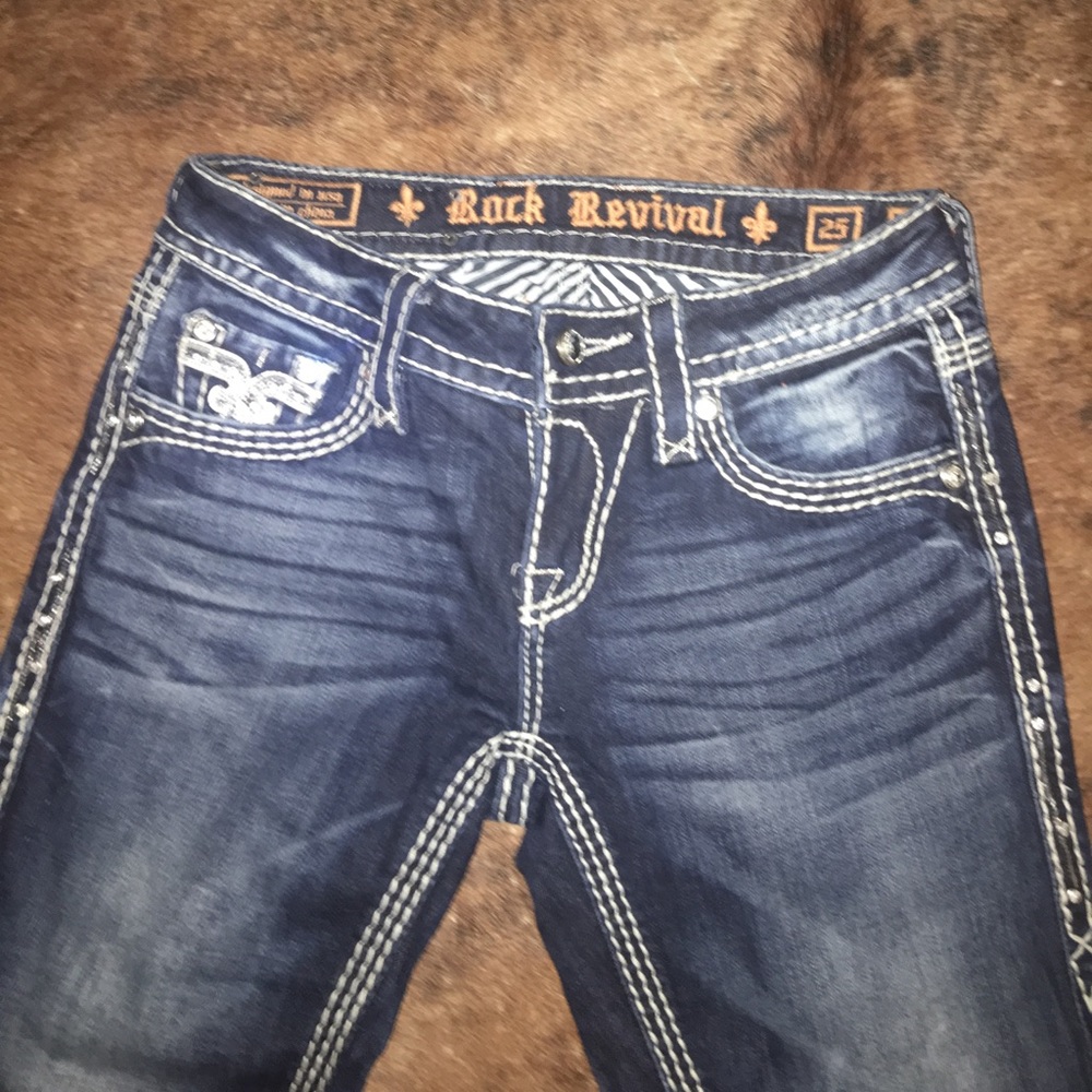 NWOT RARE Kai Rock Revival Silver Bling Jeans 25 - Picture 2 of 4